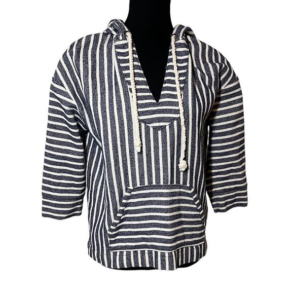 J.‎ Crew Baja Striped Hoodie Blue Cream Size Small - Picture 2 of 9